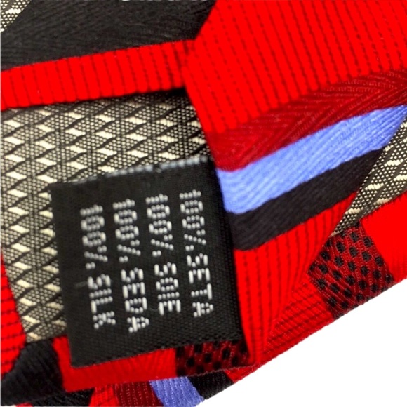 Croft & Barrows 💯% Silk Red, Black, & Blue Tie - Picture 3 of 5